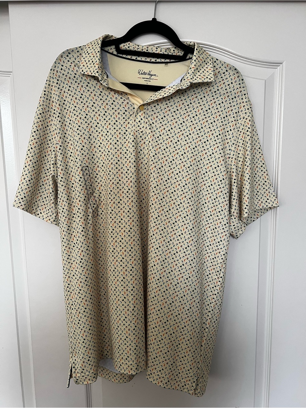Walter Hagen Cream Polo with Multicolor Micro Print